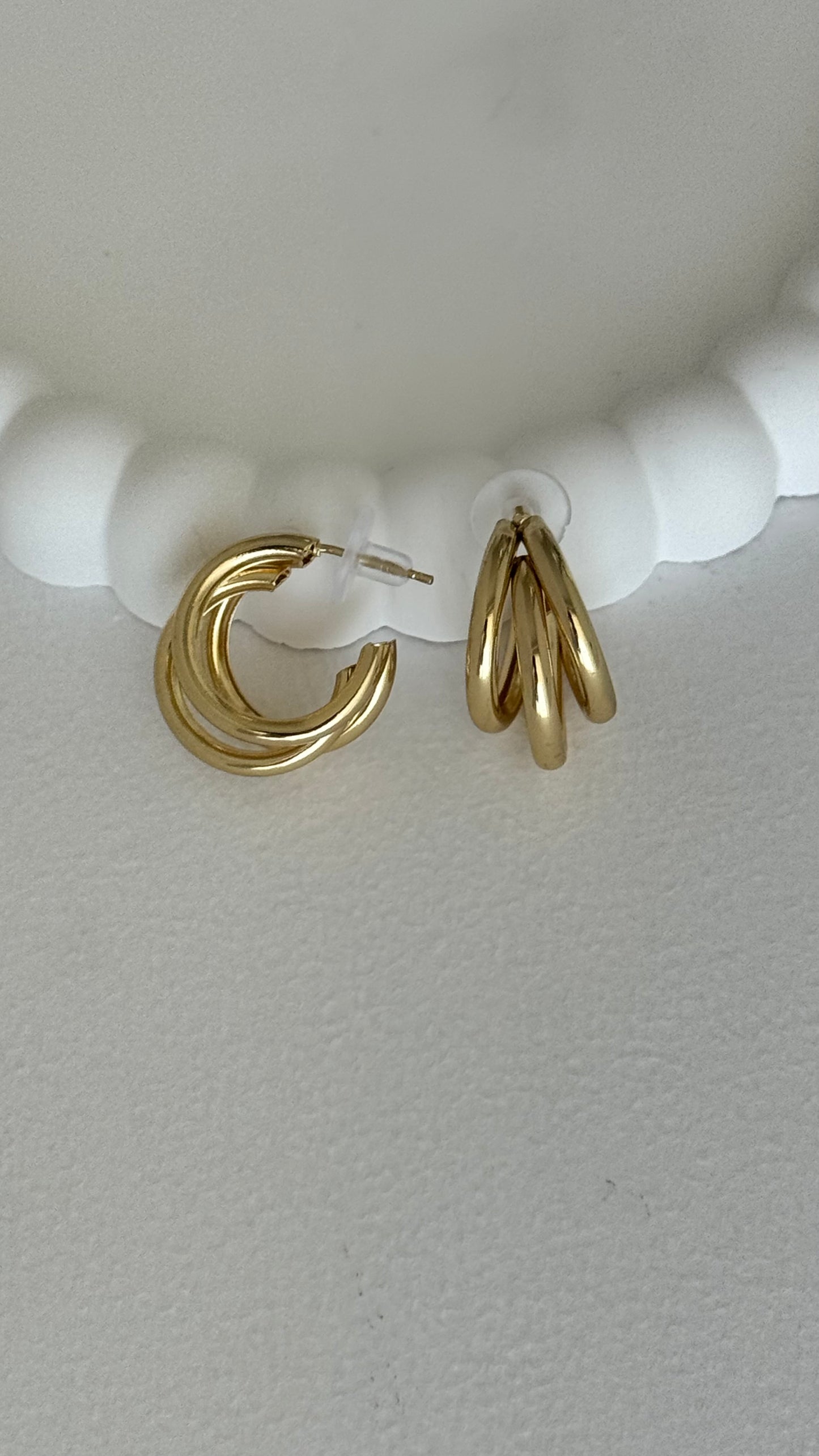 Üçlü Halka Gold Küpe