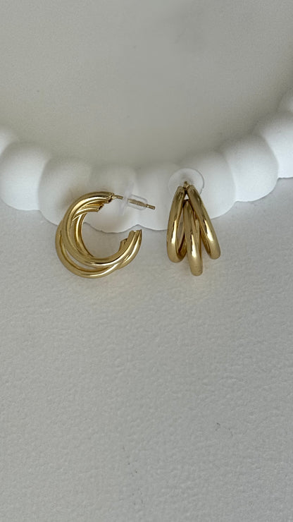 Üçlü Halka Gold Küpe