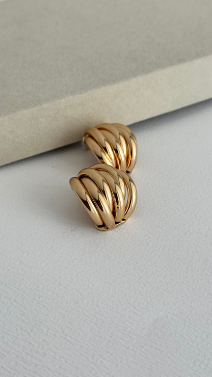 Geometrik Çoklu Tasarım Gold Küpe