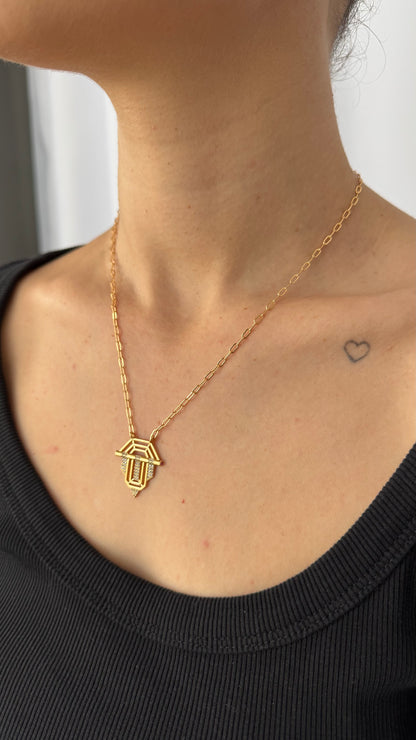 Zirkon Taşlı Gold Serenay Kolye