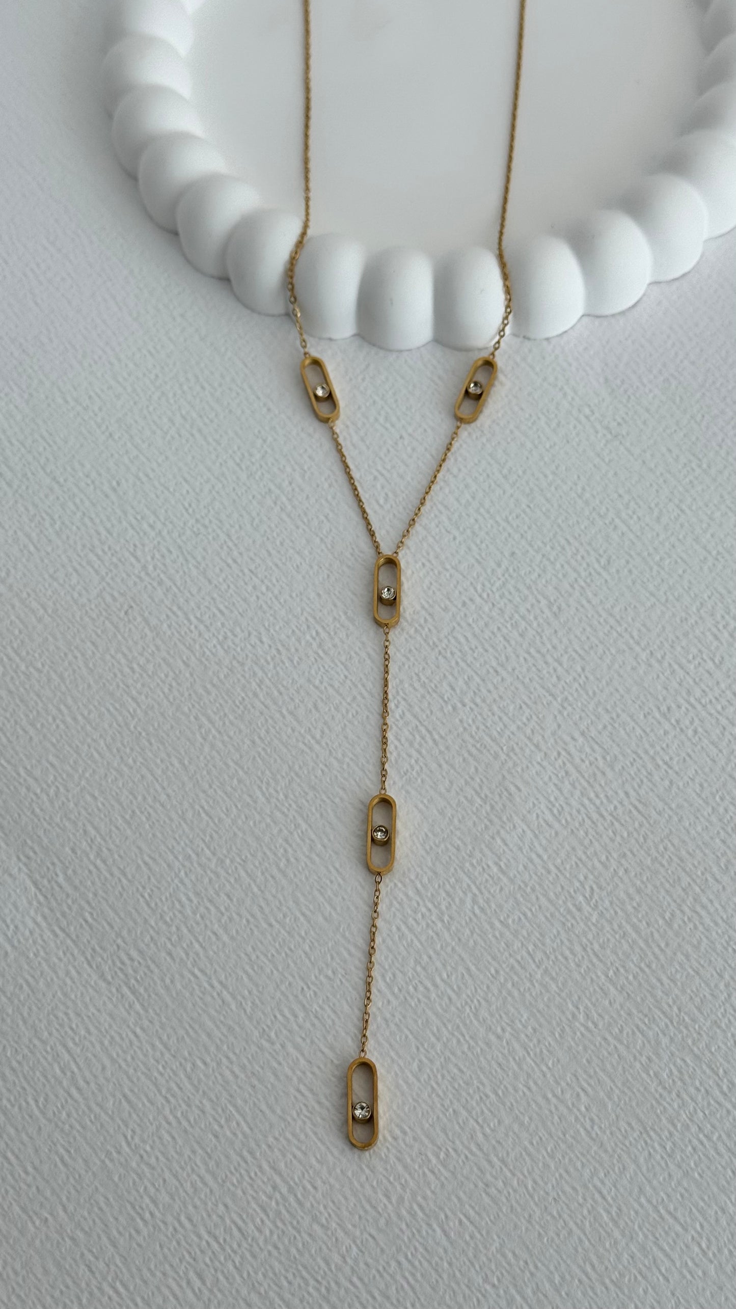Gold Işıltılı Y Kolye
