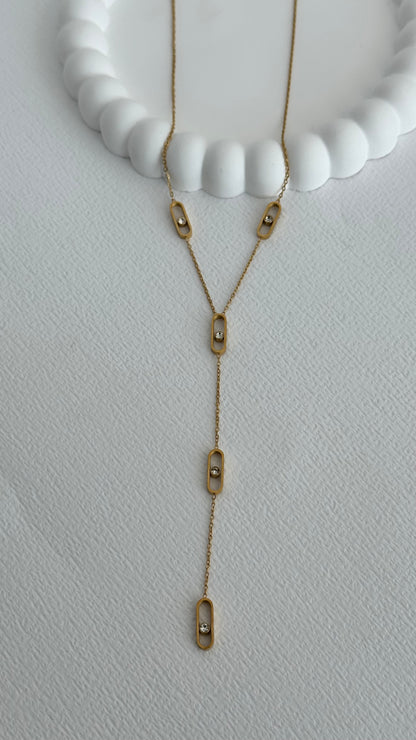 Gold Işıltılı Y Kolye