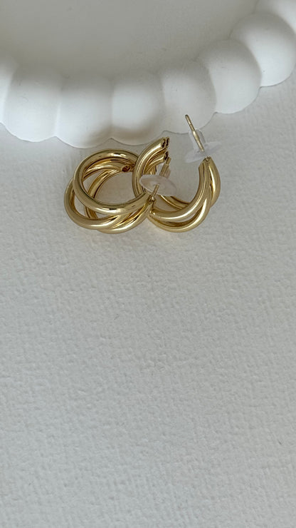 Üçlü Halka Gold Küpe