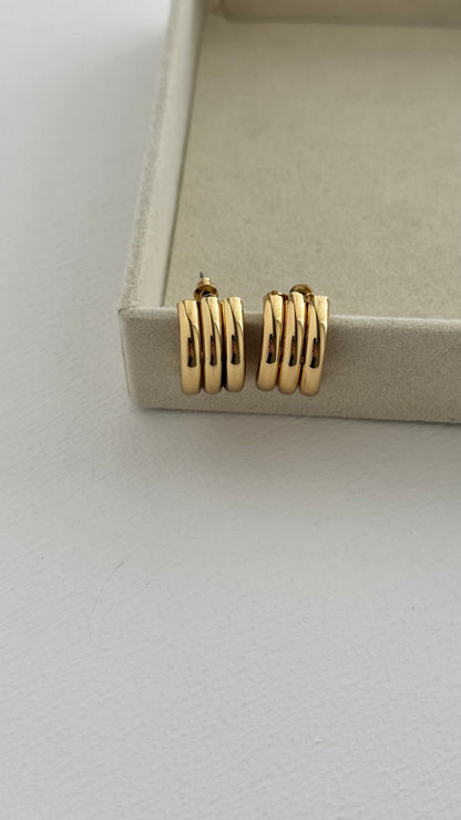 Üçlü Halka Gold Küpe
