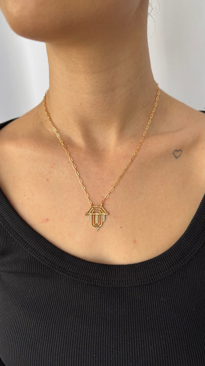 Zirkon Taşlı Gold Serenay Kolye
