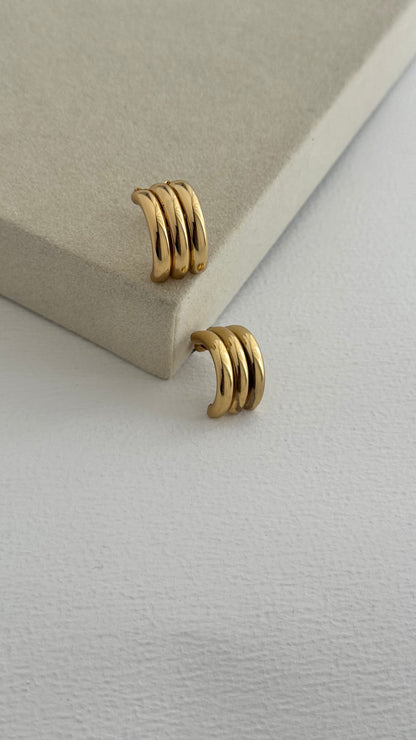 Üçlü Halka Gold Küpe