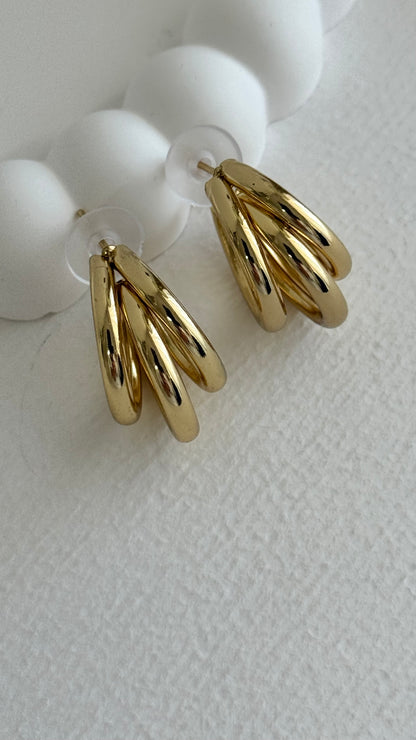 Üçlü Halka Gold Küpe