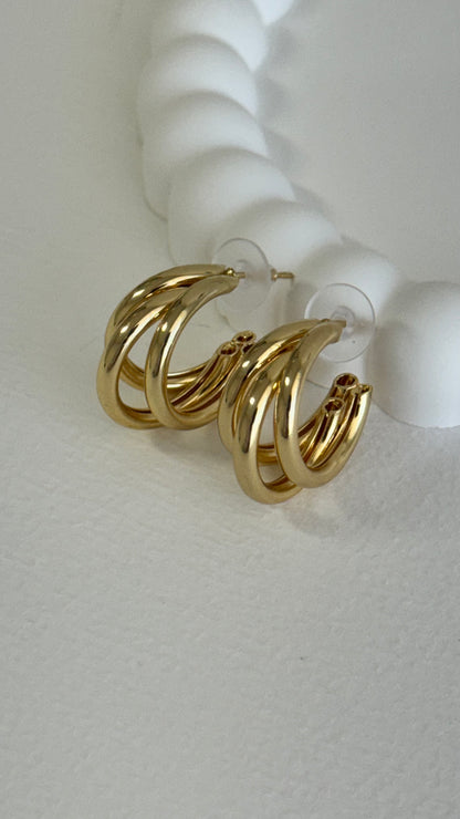 Üçlü Halka Gold Küpe