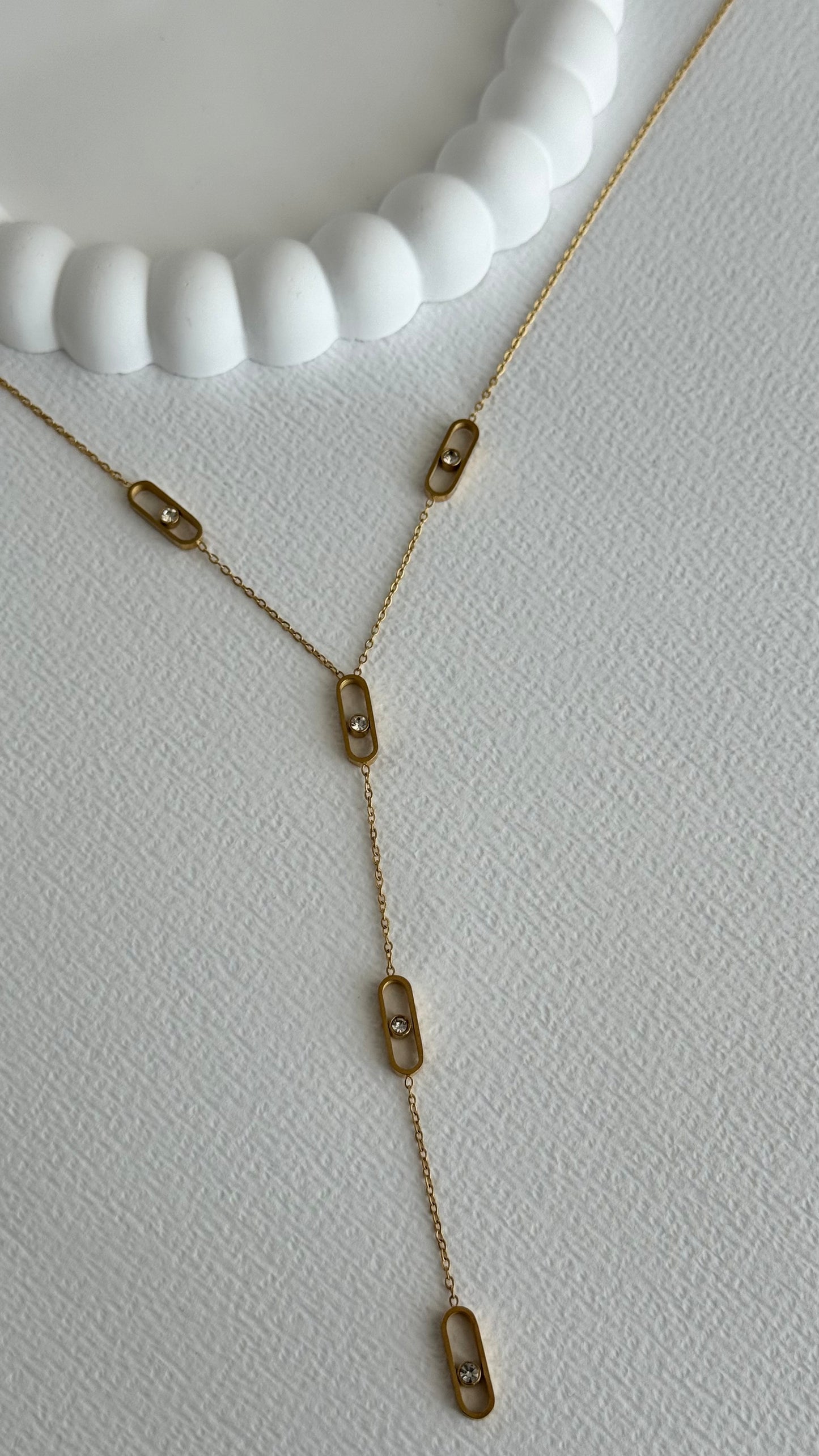 Gold Işıltılı Y Kolye