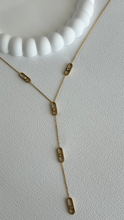 Gold Işıltılı Y Kolye