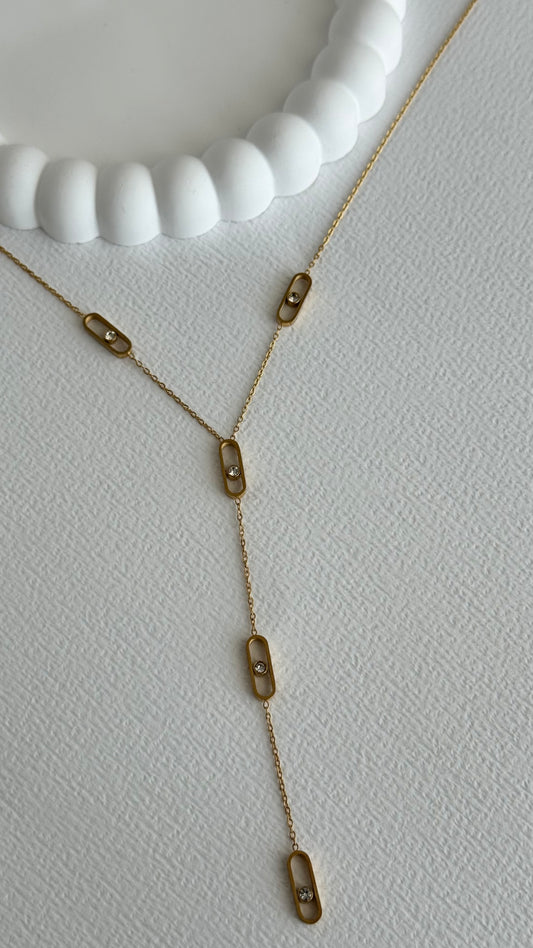 Gold Işıltılı Y Kolye