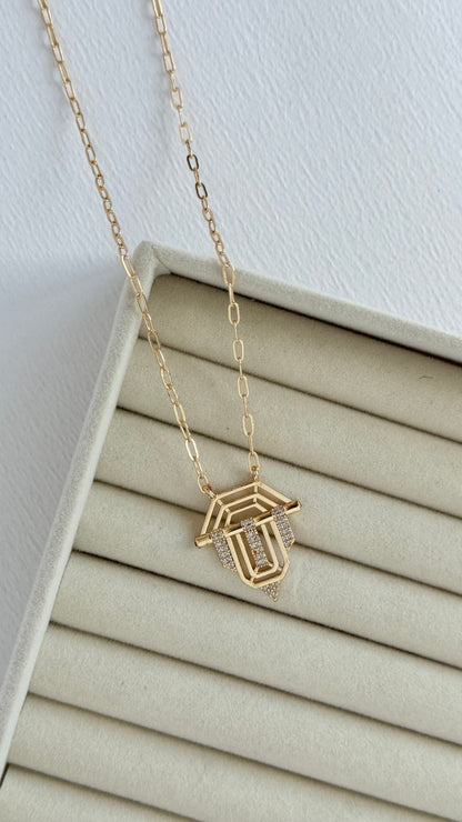 Zirkon Taşlı Gold Serenay Kolye